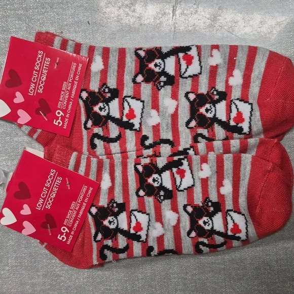 Cute Cat and Heart Low Cut Socks Set 5 Pairs 5-9 Shoe Size Womens Kids - Picture 5 of 6